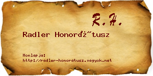 Radler Honorátusz névjegykártya